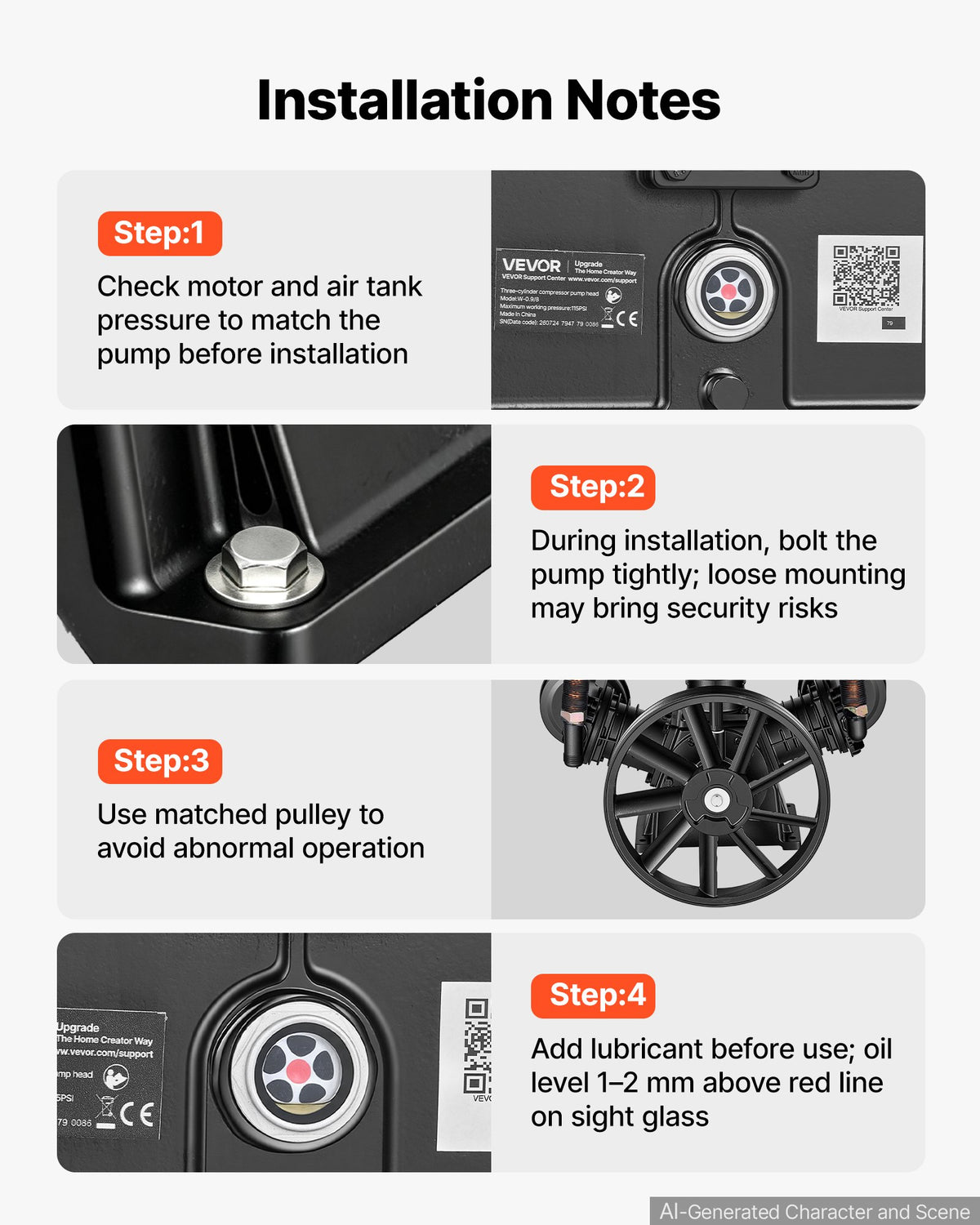 VEVOR Air Compressor Pump Head, 5.6 kW 547 L/min, 3-Cylinder Oil-Lubricated Air Compressor Pump Head, Single-Stage Cast Iron Replacement Head with Max 8 Bar Pressure for Woodworking Auto Repair