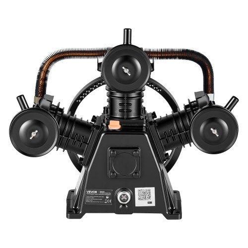 VEVOR Air Compressor Pump Head, 2.98 kW 320 L/min, 3-Cylinder Oil-Lubricated Air Compressor Pump Head, Single-Stage Cast Iron Replacement Head with Max 10 Bar Pressure for Woodworking Auto Repair