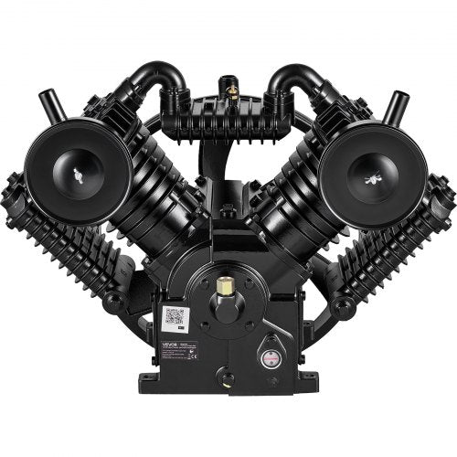 VEVOR Air Compressor Pump Head, 7.46 kW 850 L/min, 4-Cylinder Oil-Lubricated Air Compressor Pump Head, Dual-Stage Cast Iron Replacement Head with Max 12 Bar Pressure for Woodworking Auto Repair