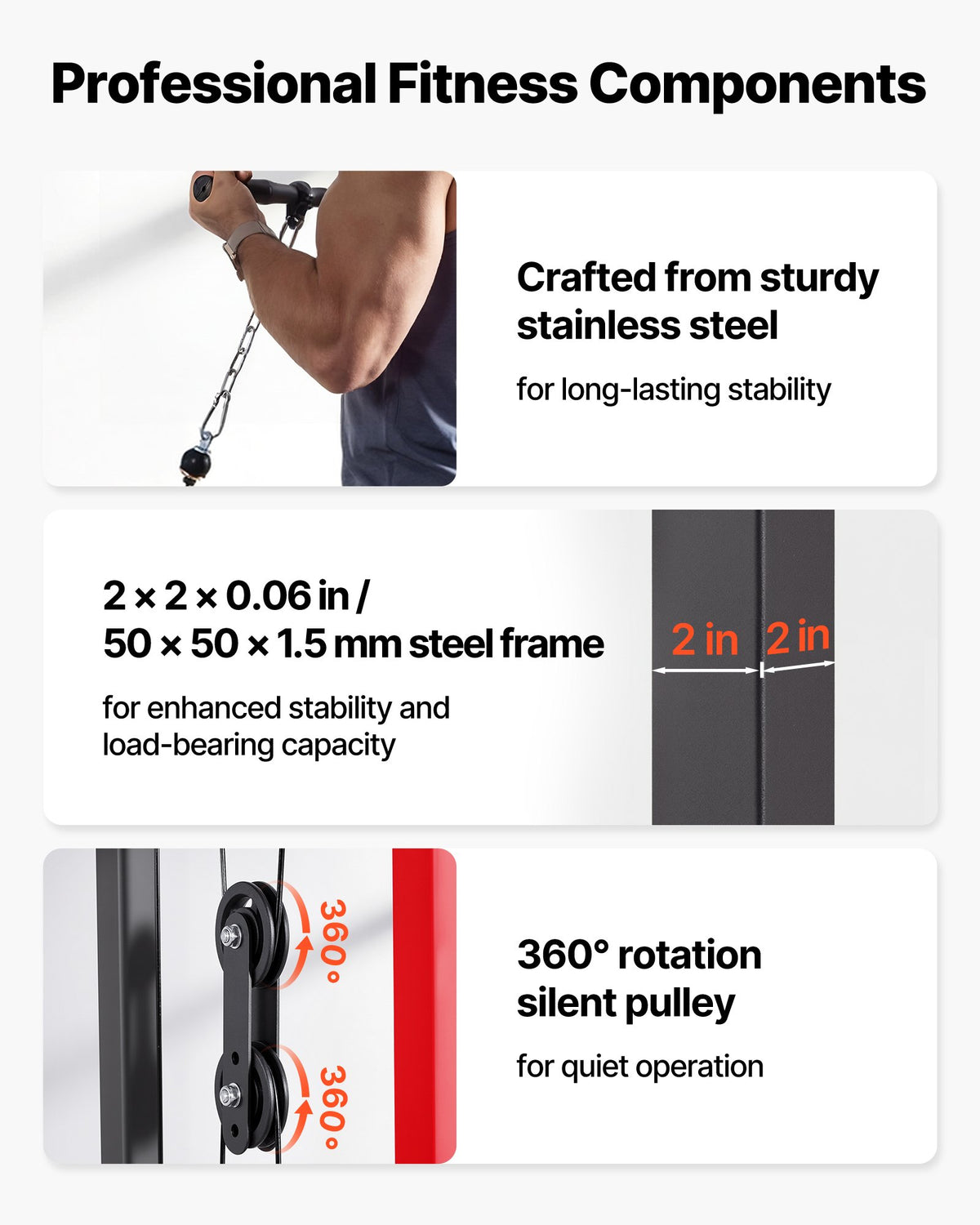 VEVOR LAT Pull Down Machine, 3-in-1 Row Cable Machine, Cable Machines Home Gym with 3-Level Adjustable Seat, 4-Level Adjustable Foam Roller, Load 181kg Lat Tower for Back, Chest, Tricep, Black