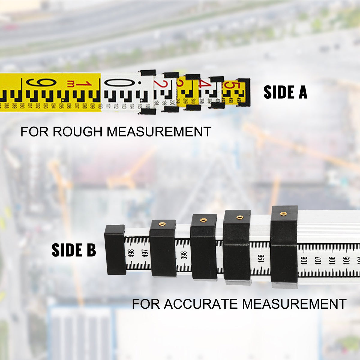 VEVOR 1.65M Aluminum Tripod + 5M 5 Section Dumpy Laser Level Staff for Rotary Laser Level
