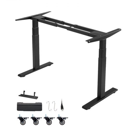 VEVOR Standing Desk Frame Dual Motor, Electric Adjustable 100-180 cm Extension Length, 3 Memory Height Settings Stand Up Table Legs, Sit to Stand Desk Leg Riser for Office Home Base Worksation, Black