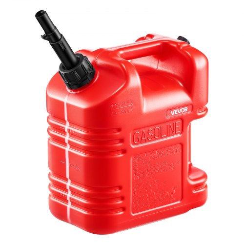 VEVOR Fuel Container, 9.5 L, Gas Tank with Spout & Clear Scale, 15 L/min Max Flow Rate, Secure & Leak-proof, Portable Flat Fluid Container for Most Cars Motorcycle ATV UTV, Red, 1 Pack