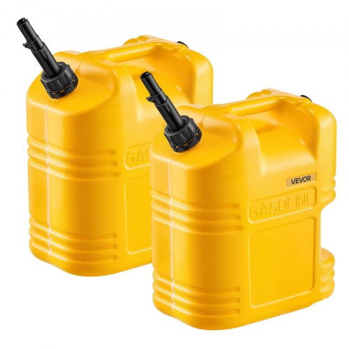 VEVOR Fuel Container, 19 L, Gas Tank with Spout & Clear Scale, 15 L/min Max Flow Rate, Secure & Leak-proof, Portable Flat Fluid Container for Most Cars Motorcycle SUV ATV UTV, Yellow, 2 Packs