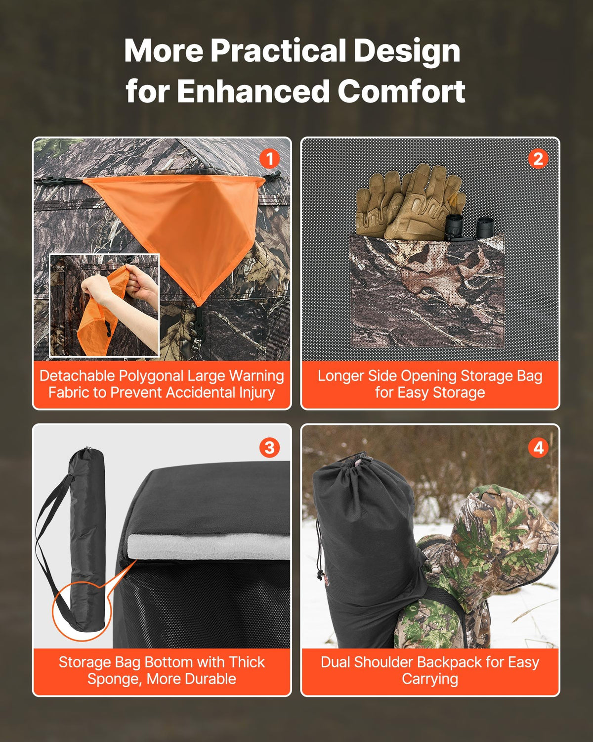 VEVOR Hunting Blind, 270° See Through Ground Blind, 4-5 Person Pop Up Deer Blind for Hunting with Carrying Bag, Portable Resilient Hunting Tent, One-Way See-Through Mesh for Turkey and Deer Hunting