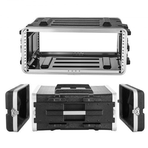 VEVOR 4U Rack Case, Standard 480 mm Depth, Server Rack Cabinet with ABS Construction, Heavy Duty Recessed Twist Latches, Detachable Front & Back Cover, Easy Installation, for Amplifiers, DJ Mixers