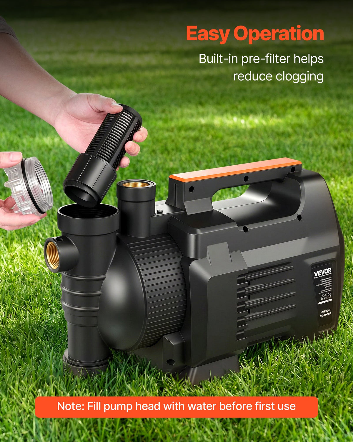 VEVOR Electronic Shallow Well Jet Pump, 1300W, 4800 L/H Maximum Flow Rate, PP Garden Well Jet Pump with 8 m Suction Height, Intelligent Electronic Control, for Garden Irrigation Lawn Sprinkler System