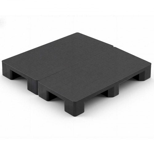 VEVOR Plastic Pallets, 2 Pcs Plastic Pallets for Basement Storage, Lightweight Waterproof Floor Storage Pad for Indoor Outdoor Supermarket Warehouse, Support up to 1000 kg, 1000 x 500 x 136 mm, Black
