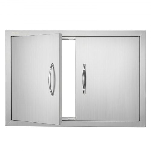 VEVOR BBQ Access Door, 711x482 mm Double Outdoor Kitchen Door, Stainless Steel Flush Mount Door, Wall Vertical Door with Handles, for BBQ Island, Grilling Station, Outside Cabinet