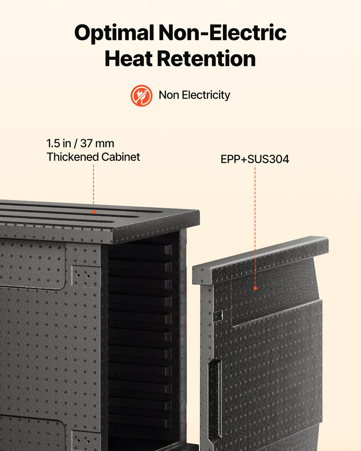 VEVOR Insulated Food Pan Carrier, 82 Qt Hot Box for Catering, LLDPE Food Box Carrier with Double Buckles, Front Loading Food Warmer for Restaurant, Canteen, etc.