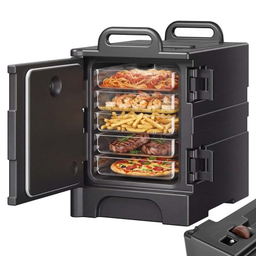VEVOR Insulated Food Pan Carrier, 81 Qt Hot Box for Catering, Food Box Carrier with Double Buckles, Front Loading Food Warmer with Handles, Stackable End Loader for Restaurant, Canteen