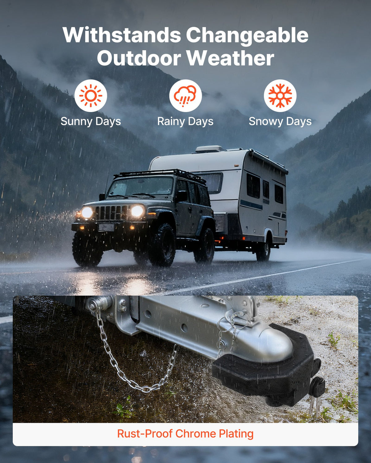 VEVOR Trailer Hitch Lock Kit, Compatible with 58.7 mm Couplers, Heavy-Duty Anti-Theft Trailer Ball Lock with 3 Keys & Padlock, Prying-Resistant & Impact-Resistant, Fits for RVs, Boats, Trailers
