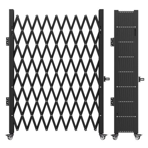 VEVOR Single Folding Security Gate, 198 cm H x 229 cm W Folding Door Gate, Steel Accordion Security Gate, Flexible Expanding Security Gate, 360° Rolling Barricade Gate, Scissor Gate/Door with Padloc