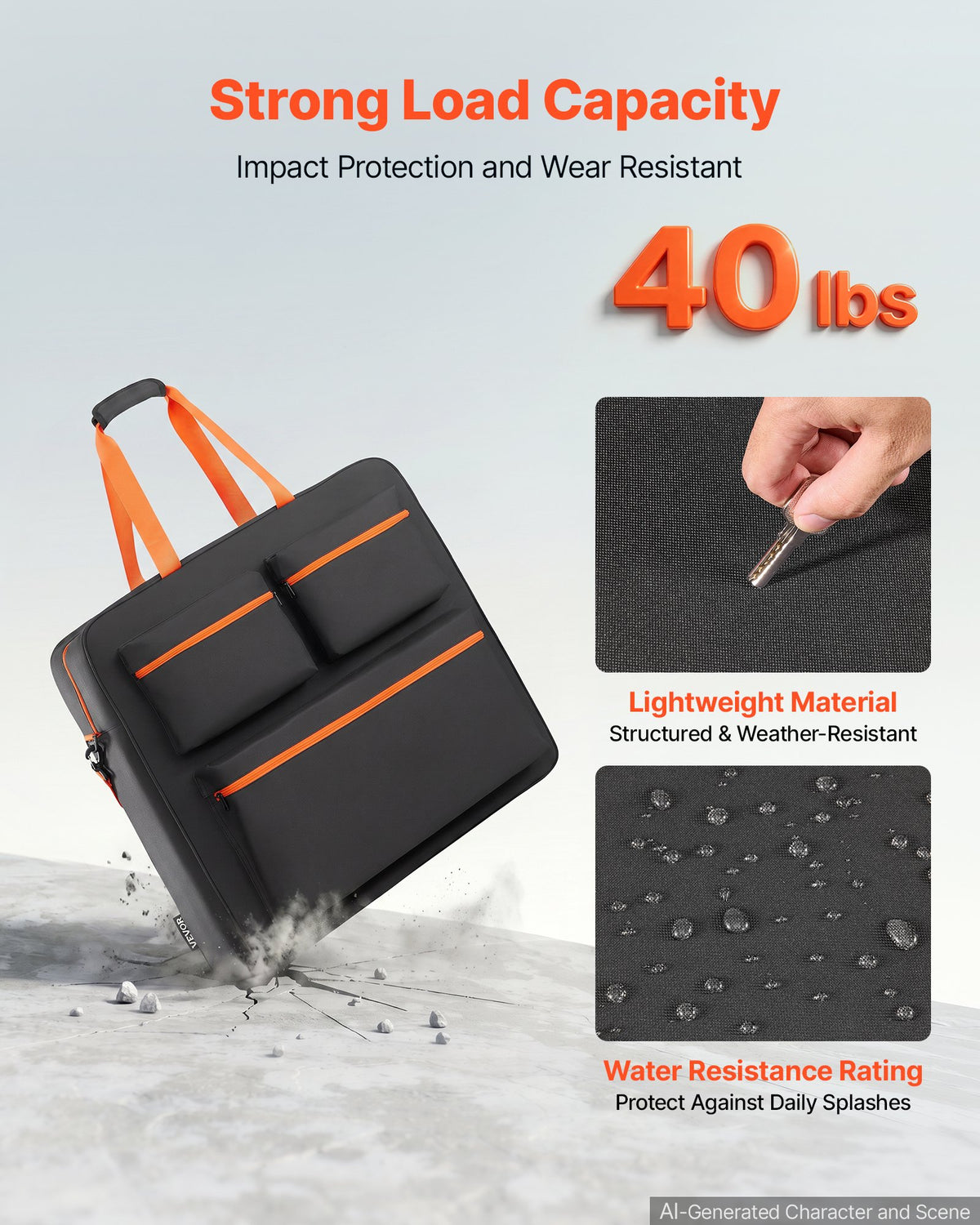 VEVOR Solar Panel Storage Bag Holds up to 2 x 200W Foldable Solar Panels, Lightweight Portable for Outdoor Camping & RV Trips, Waterproof Polyester Fiber Solar Panel Carrying Bag with Shoulder Straps