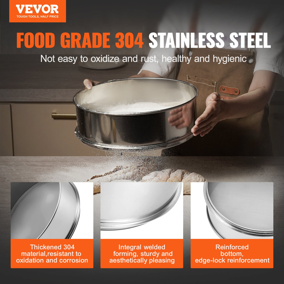 VEVOR Flour Sieve Fine Mesh