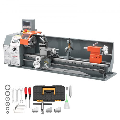 VEVOR Metal Lathe 254 x 762 mm 1100W Benchtop Lathe Machine with 2-Axis DRO, for Metalworking Turning, Linear Scale & Digital Readout, Reversible Direction, Variable Speed 3000 RPM Max, with Metal Gears