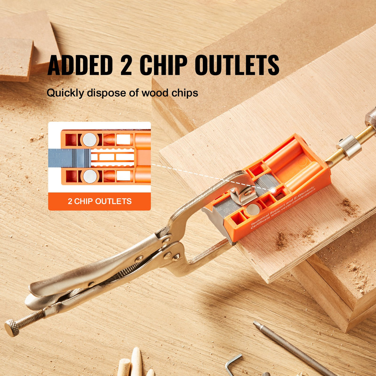 VEVOR Pocket Hole Jig, 56 Pcs Mini Jig Pocket Hole System with 22.9 cm C-clamp, Step Drill, Wrench, Drill Stop Ring, Square Drive Bit, and Screws, for DIY Carpentry Projects