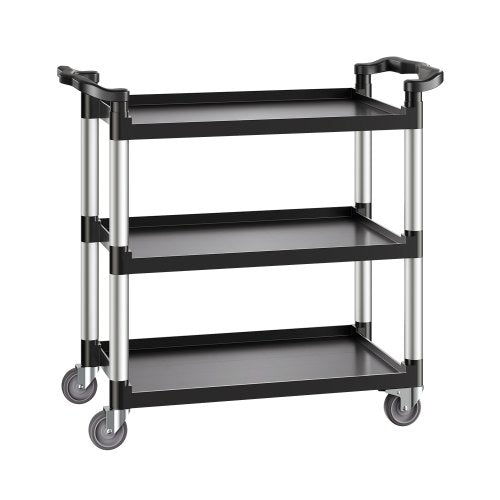 VEVOR Utility Cart, 500 lbs Load Capacity, 3-tier Utility Plastic Cart with 360° Swivel Wheels (2 with Brakes), 31.1 x 19.3-inch Food Service Cart for Warehouse, Office, Home, Restaurant, Kitchen