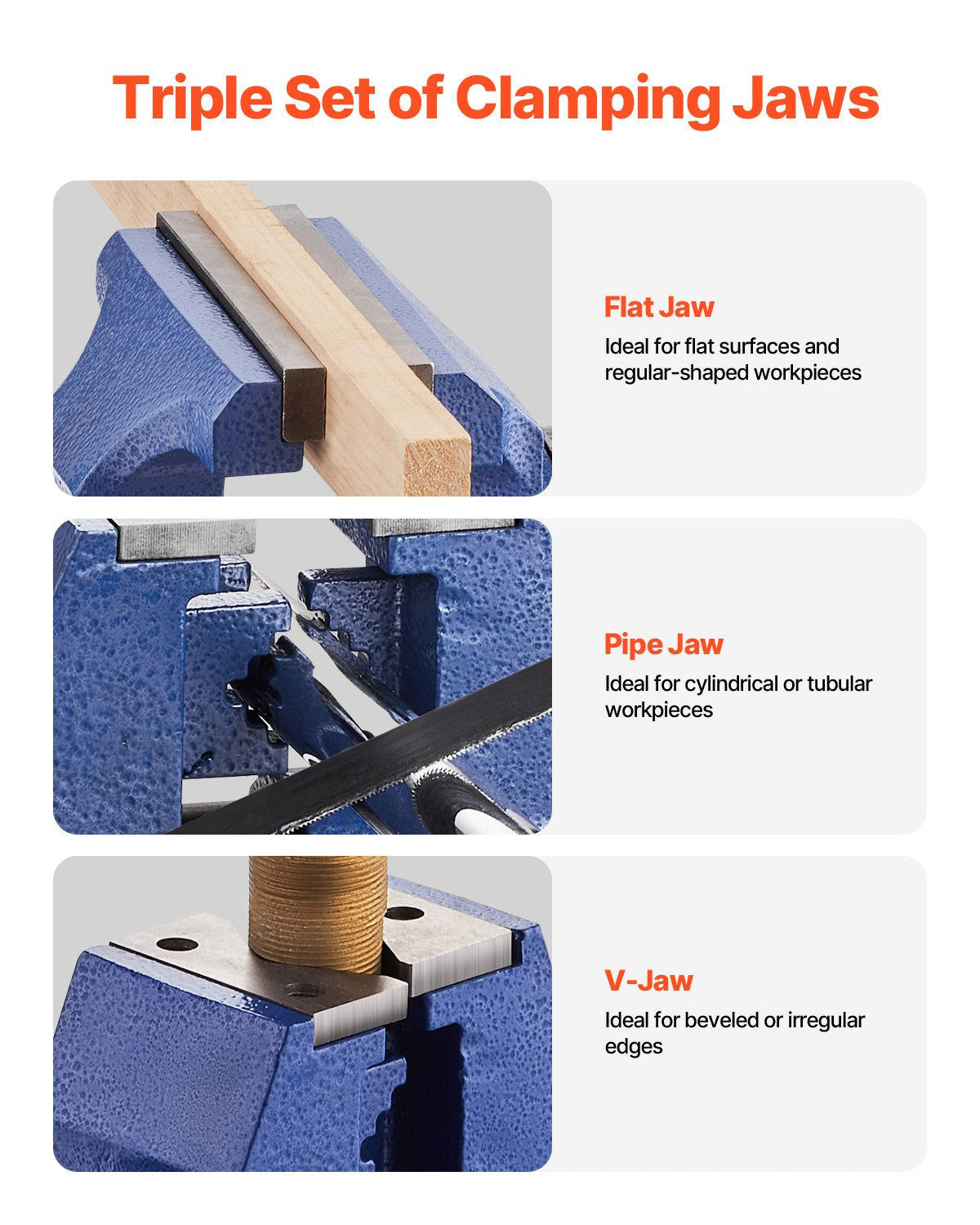 VEVOR Heavy Duty Bench Vise, 165 mm / 6.5" Jaw Width, 125 mm/5" Max Jaw Opening Multi-Purpose Ductile Iron Bench Vise with Anvil, 360° Swivel Base Head, 3" Throat, 2549 kg/5620 lbs Clamp Force, for Pipe Repairing Metalworking