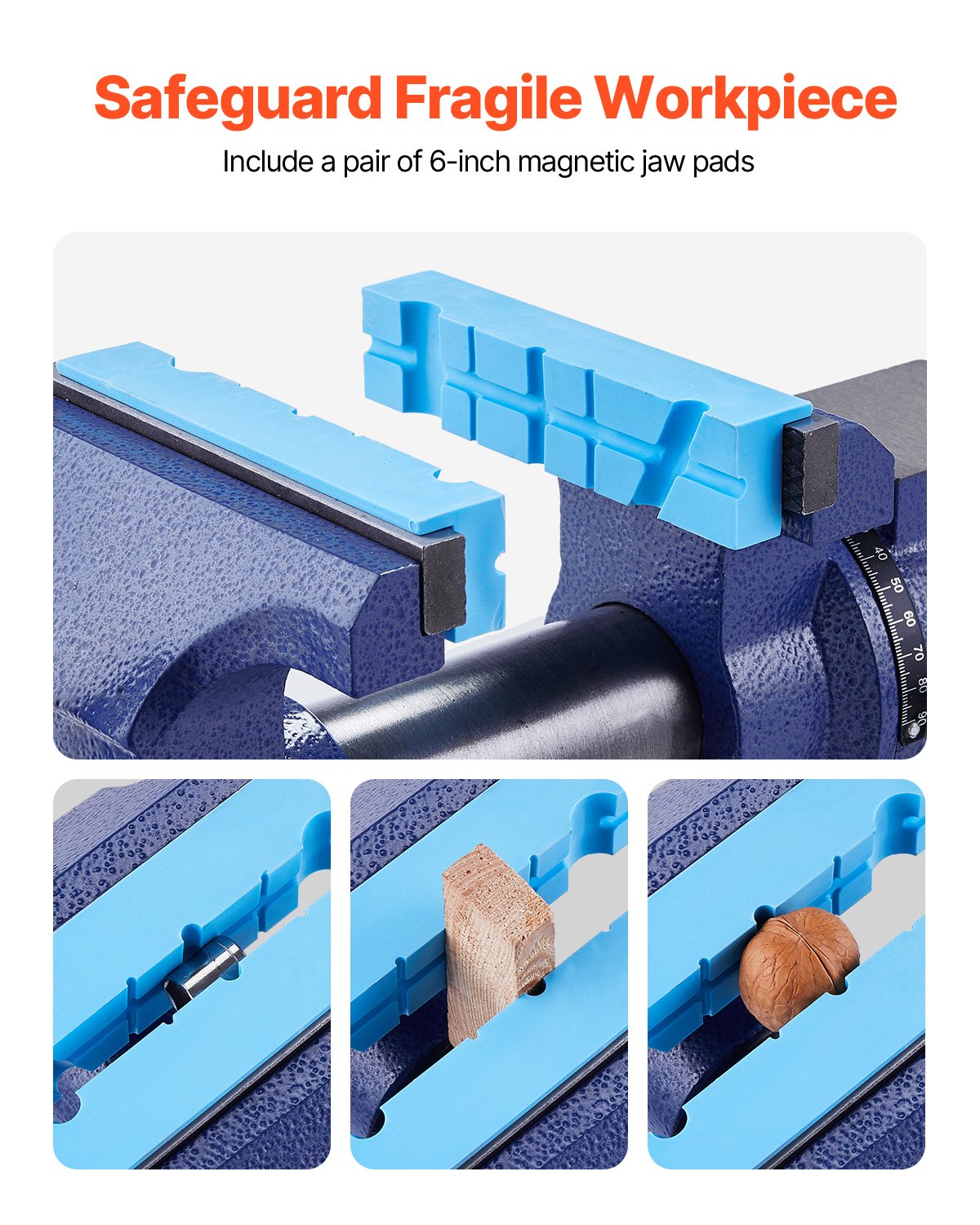 VEVOR Heavy Duty Bench Vise, 165 mm / 6.5" Jaw Width, 125 mm/5" Max Jaw Opening Multi-Purpose Ductile Iron Bench Vise with Anvil, 360° Swivel Base Head, 3" Throat, 2549 kg/5620 lbs Clamp Force, for Pipe Repairing Metalworking