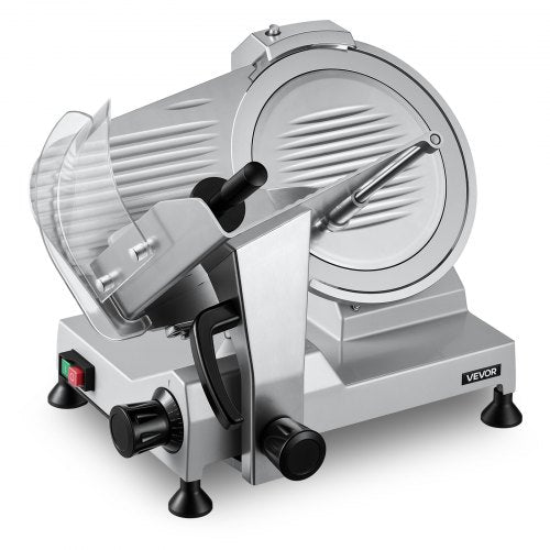 VEVOR Commercial Meat Slicer, 320W Electric Deli Food Slicer with 300mm Carbon Steel Blade, Built-In Sharpener & 0-15mm Adjustable Thickness for Frozen Meat, Ham, Baguett, Steak