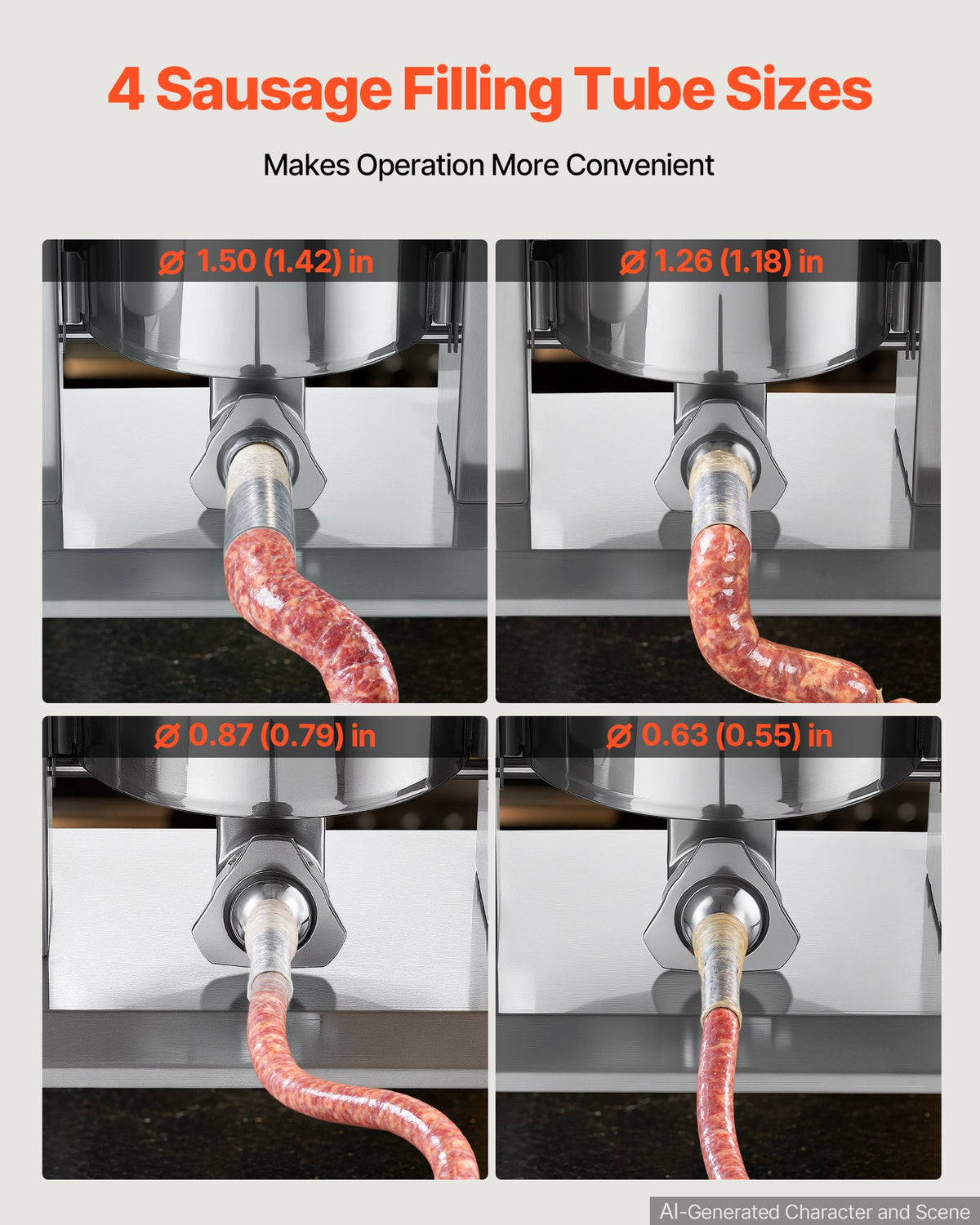 VEVOR Electric Sausage Stuffer 10L Vertical Meat Maker Stainless Steel, for Commercial Use, Stepless Speed Control Meat Stuffer, Sausage Filler Kit, 4 Filling Tubes & Foot Pedal, CE Approved