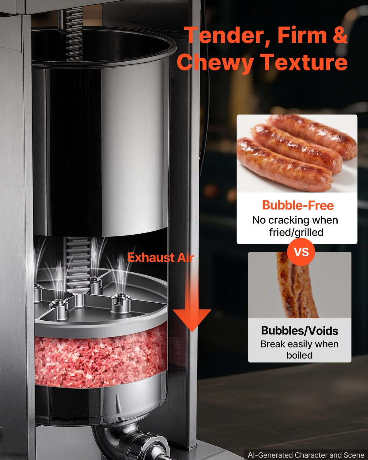 VEVOR Electric Sausage Stuffer 25L Vertical Meat Maker Stainless Steel, for Commercial Use, Stepless Speed Control Meat Stuffer, Sausage Filler Kit, 4 Filling Tubes & Foot Pedal, CE Approved