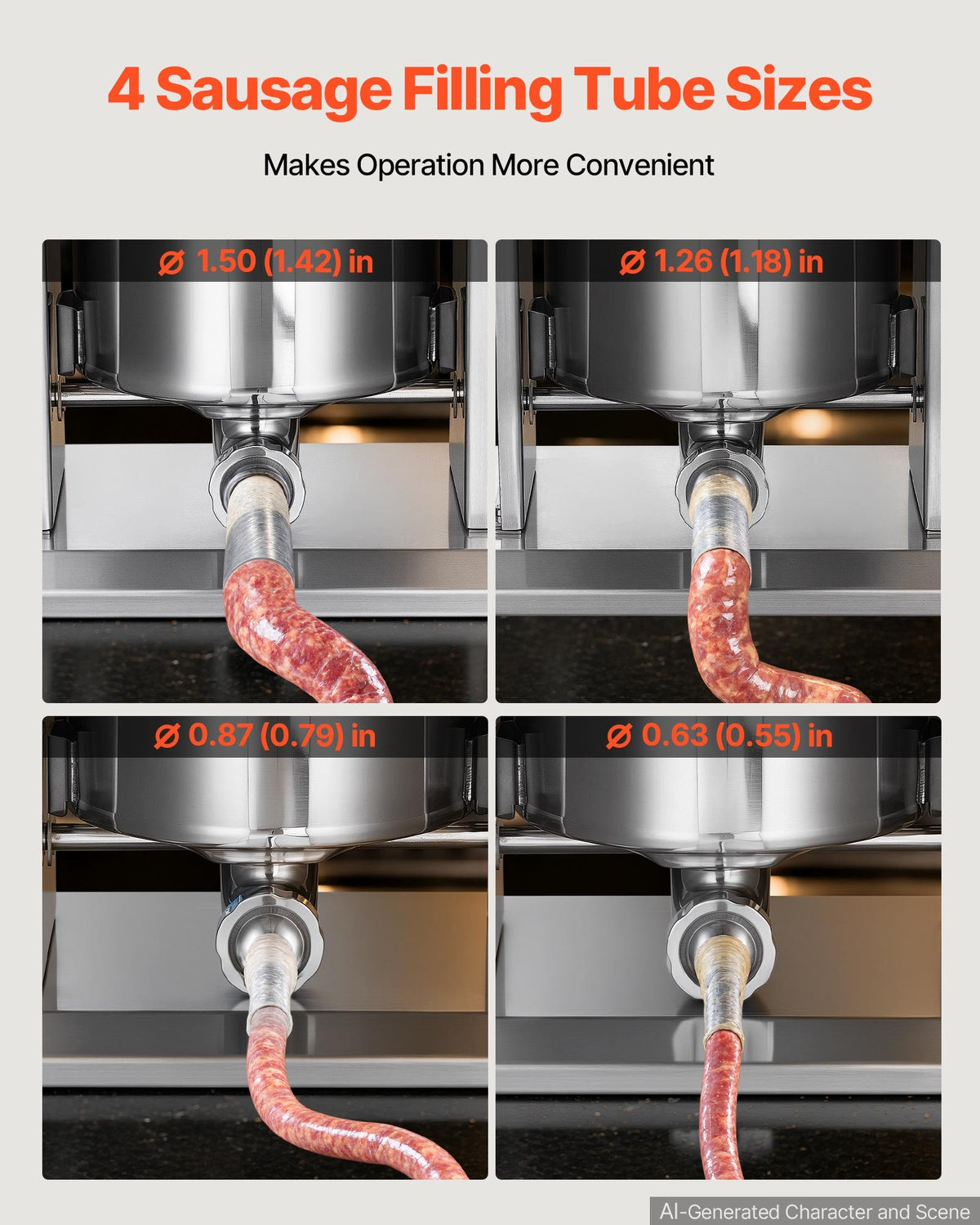 VEVOR Electric Sausage Stuffer 25L Vertical Meat Maker Stainless Steel, for Commercial Use, Stepless Speed Control Meat Stuffer, Sausage Filler Kit, 4 Filling Tubes & Foot Pedal, CE Approved