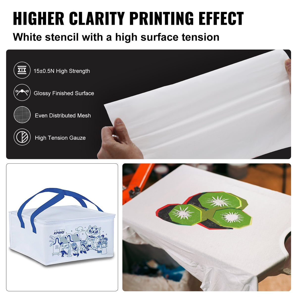VEVOR Screen Printing Kit Silk Screen Printing Frame 50.8 cm x 50.8 cm 110 Count Mesh 4pcs