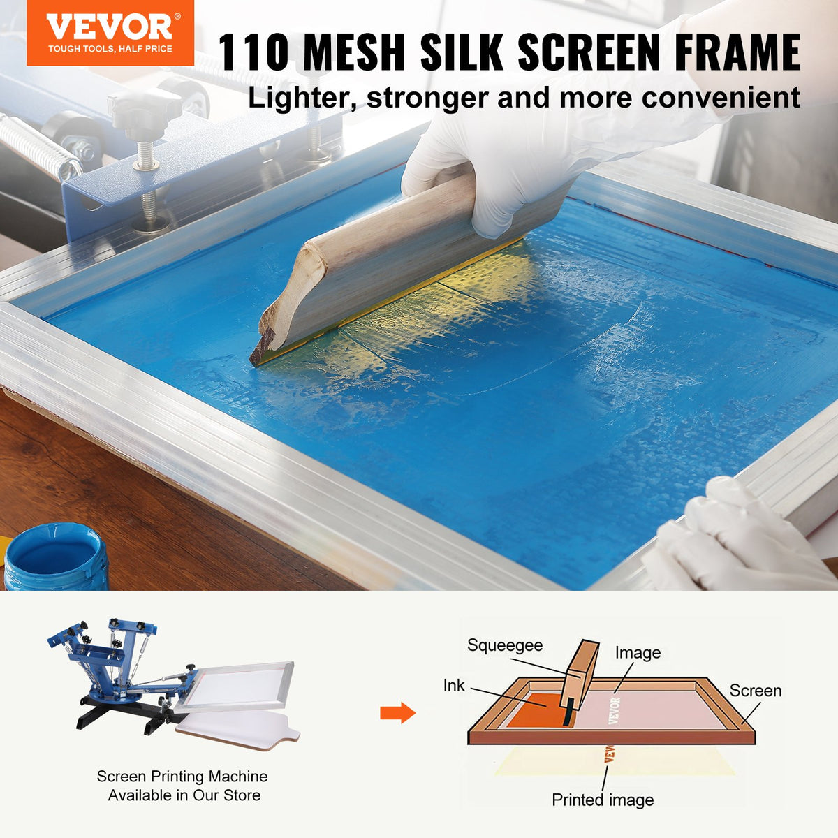 VEVOR Screen Printing Kit Silk Screen Printing Frame 40.6 cm x 50.8 cm 110 Count Mesh 6pcs
