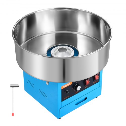 VEVOR Cotton Candy Machine Commercial 1000W Electric Candy Floss Maker Blue, Ideal for Home, Carnival, Birthday, Family Party, Easy Use with 52 cm Stainless Steel Bowl, Storage Drawer, Sugar Scoop