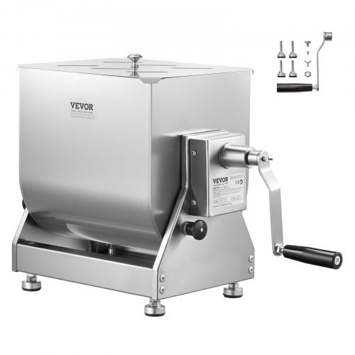 VEVOR Manual Meat Mixer, 20L Tilt Tank Meat Processing Equipment(Mixing Max for Meat), Stainless Steel Meat Mixer, Sausage Mixer Machine with Lid Handle Gear Reducer, Ground Beef Hand Mixer