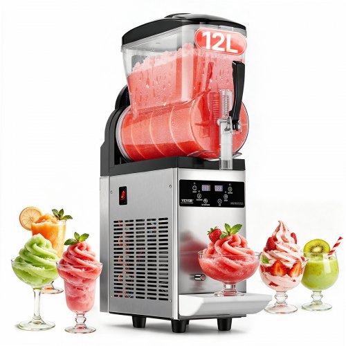 VEVOR Commercial Slushy Machine, 12L Single Tank Frozen Drink Machine, 48 Cups Stainless Steel Margarita Smoothie Frozen Drink Maker, Slushie Maker for Home Party Restaurants Cafe Bars