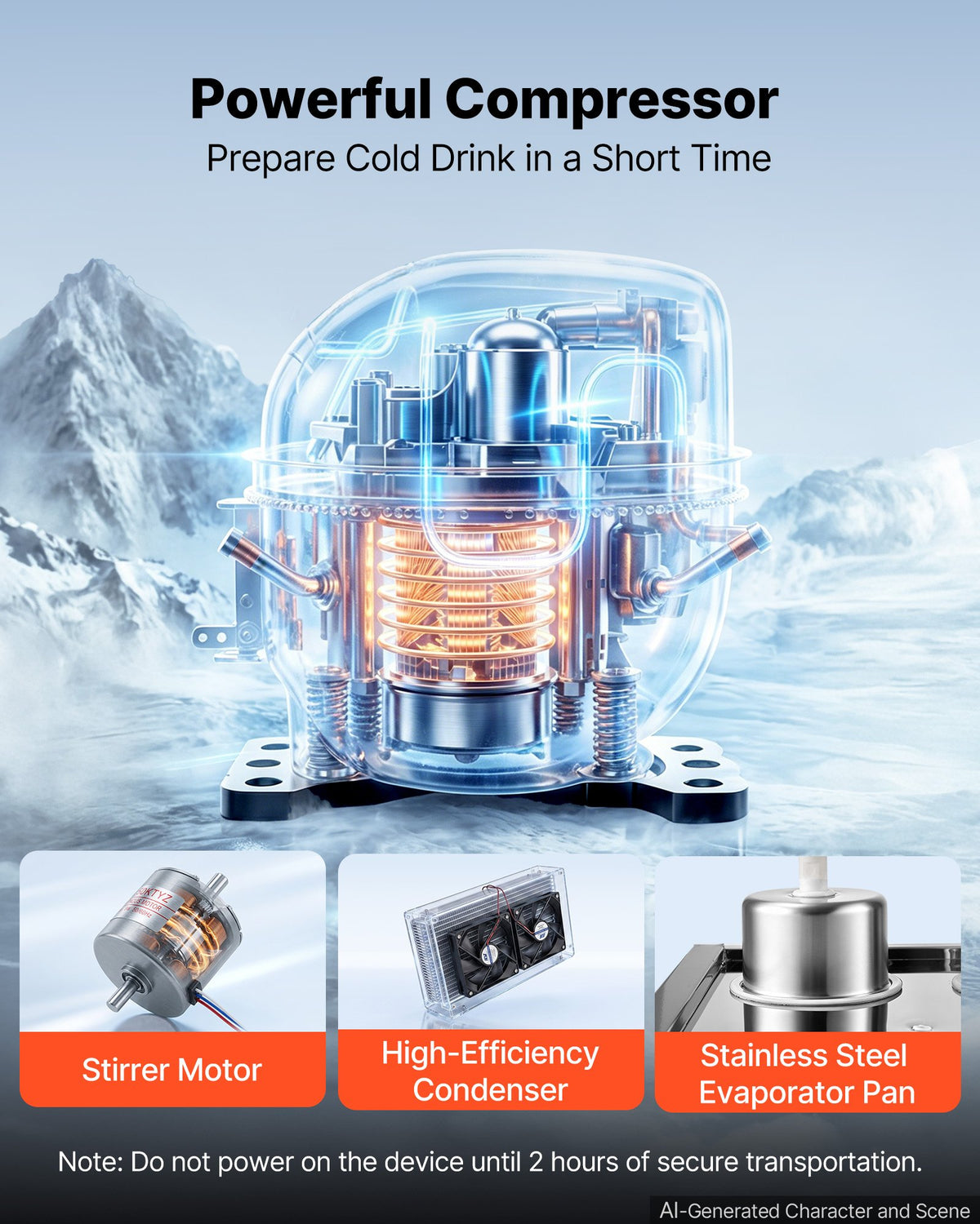 VEVOR Commercial Beverage Dispenser 2 Tanks 10 L / 10.6 QT Per Tank, Stainless Steel Juice Dispenser, Ice Tea Drink Machine with 7℃ to 12℃ Cooling Temperature, for Cold Drink Restaurant Bar Party