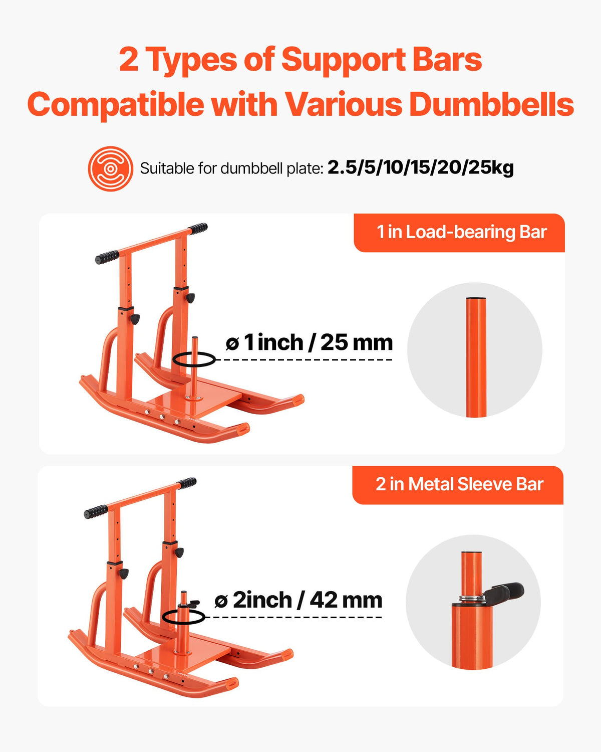 VEVOR Weight Sled, Steel Power Sled, Fitness Training Sleds for Athletic Exercise Speed Improvement, Workout Equipment with Adjustable Height Handle, Compatible with 25/51 mm Weight Plates, Orange