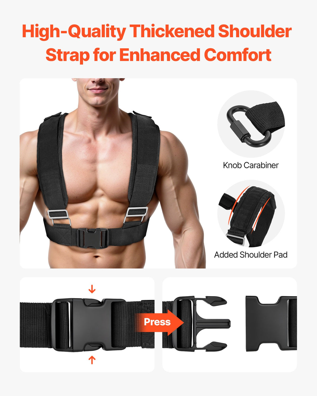 VEVOR Weight Sled, Steel Power Sled, Fitness Training Sleds for Athletic Exercise Speed Improvement, Workout Equipment with Adjustable Height Handle, Compatible with 25/51 mm Weight Plates, Orange