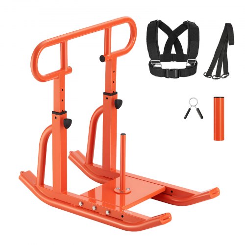VEVOR Weight Sled, Steel Power Sled, Fitness Training Sleds for Athletic Exercise Speed Improvement, Workout Equipment with Adjustable Height Handle, Compatible with 25/51 mm Weight Plates, Orange