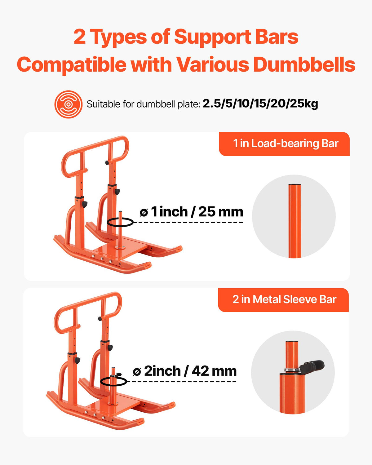VEVOR Weight Sled, Steel Power Sled, Fitness Training Sleds for Athletic Exercise Speed Improvement, Workout Equipment with Adjustable Height Handle, Compatible with 25/51 mm Weight Plates, Orange