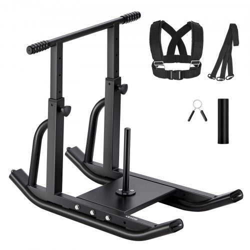 VEVOR Weight Sled, Steel Power Sled, Fitness Training Sleds for Athletic Exercise Speed Improvement, Workout Equipment with Adjustable Height Handle, Compatible with 25/51 mm Weight Plates, Black