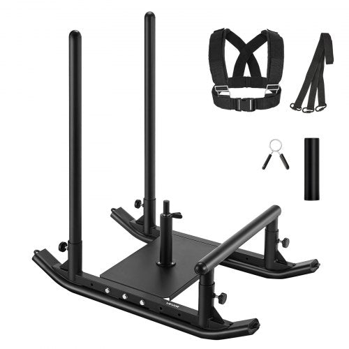 VEVOR Weight Sled, Steel Power Sled, Fitness Strength Training Sleds for Athletic Exercise Speed Improvement, Workout Fitness Equipment with Handle, Compatible with 25/51 mm Weight Plates, Black