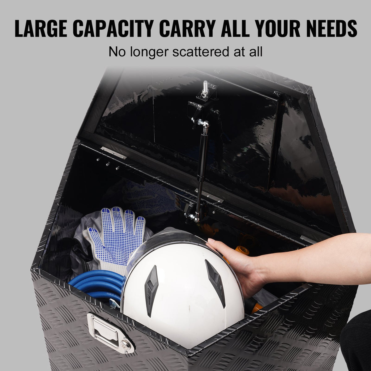 VEVOR Trailer Tongue Box, Aluminum Alloy Diamond Plate Tongue Box Tool Chest, Heavy Duty Trailer Box Storage with Lock and Keys, Utility Trailer Tongue Box for Pickup Truck, RV, Trailer, 99.1 x 41.9 x 30.5 cm