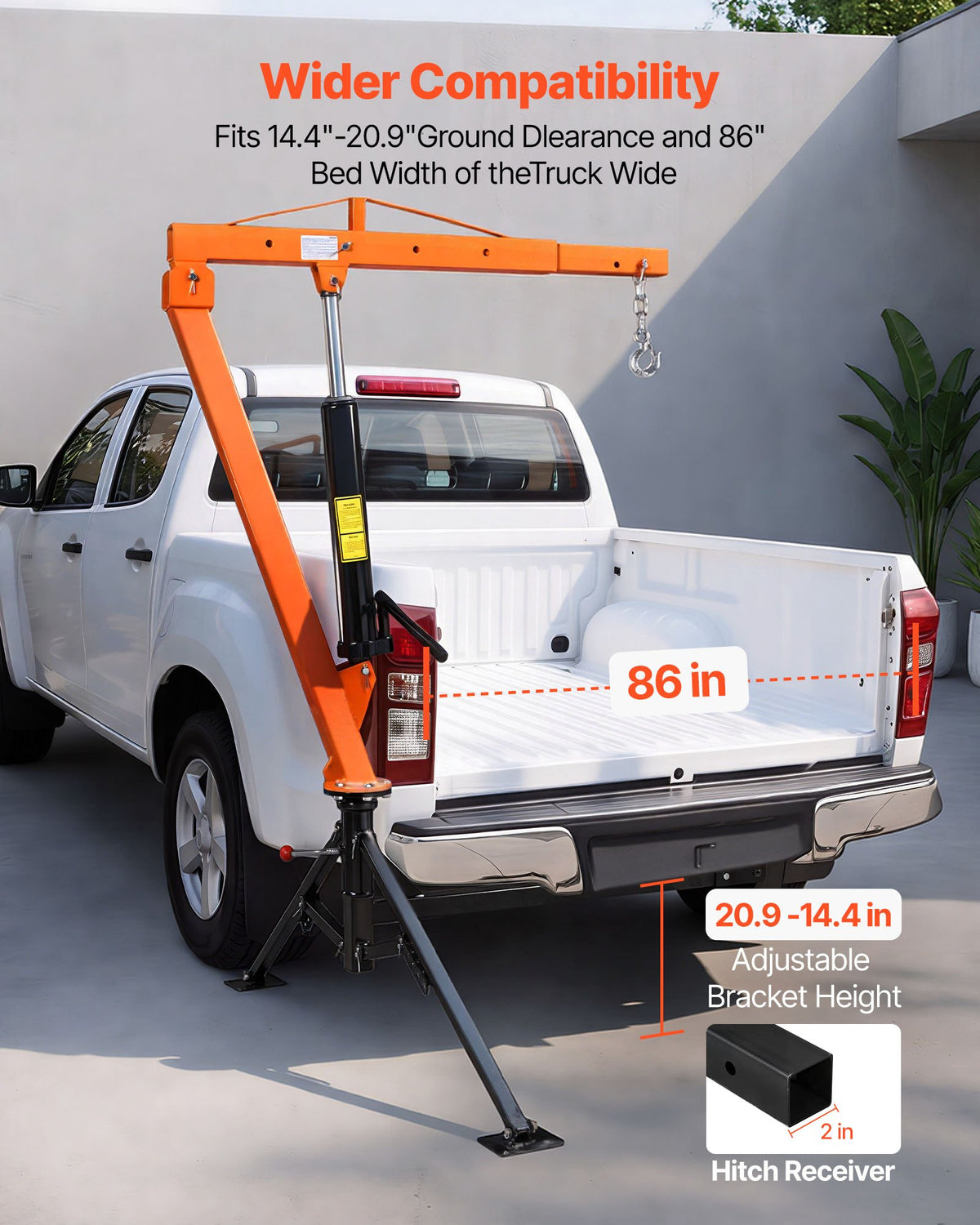 VEVOR Truck Crane, 680 kg Pickup Hitch Crane Trailer Hitch Mounted, Manual Hydraulic with 12T Hydraulic Jack, 360° Swivel Telescopic Boom, Foldable Truck Bed Jib for Machine Lumber Equipment Lifting