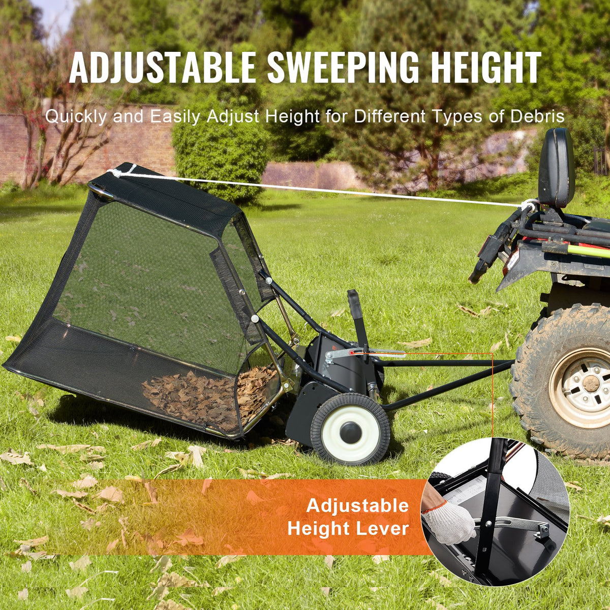 VEVOR 42-inch Lawn Sweeper Tow Behind