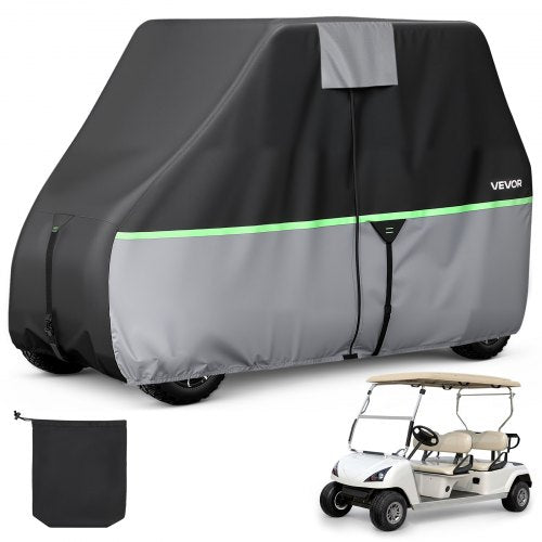 VEVOR Golf Cart Cover, Full Coverage 2+2/4 Passenger Golf Cart, 600D Waterproof Oxford Fabric Club Car Cover Fits Most Carts Club Car, Yamaha, EZGO, Honda, PU Coating & Three Zipper Doors