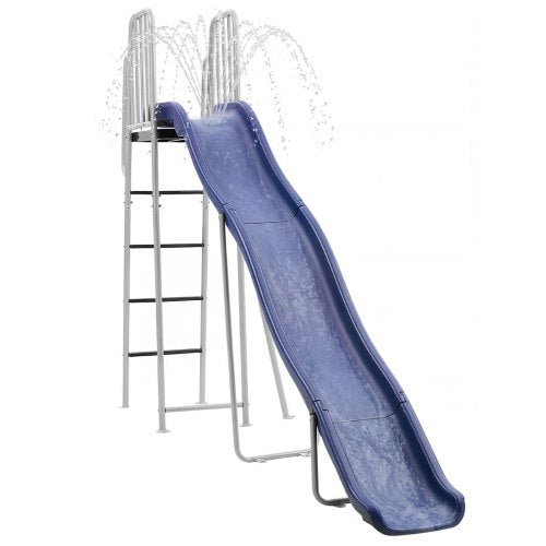 VEVOR Water Slide, Big 305cm Outdoor Waterslide for Kids, Free Standing Pool Slide with Built in Adjustable Sprinkler and Climbing Ladder, Metal Plastic Playground Equipment, Platform for Backyard Fun