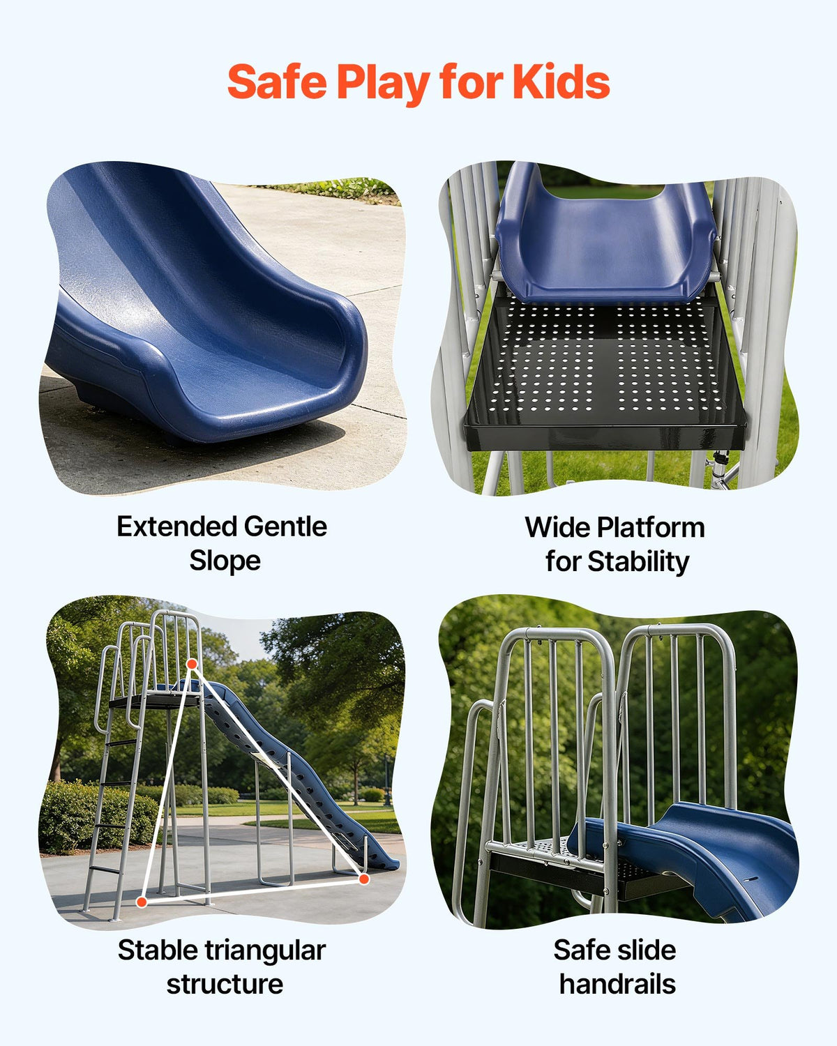 VEVOR Water Slide, Big 305cm Outdoor Waterslide for Kids, Free Standing Pool Slide with Built in Adjustable Sprinkler and Climbing Ladder, Metal Plastic Playground Equipment, Platform for Backyard Fun