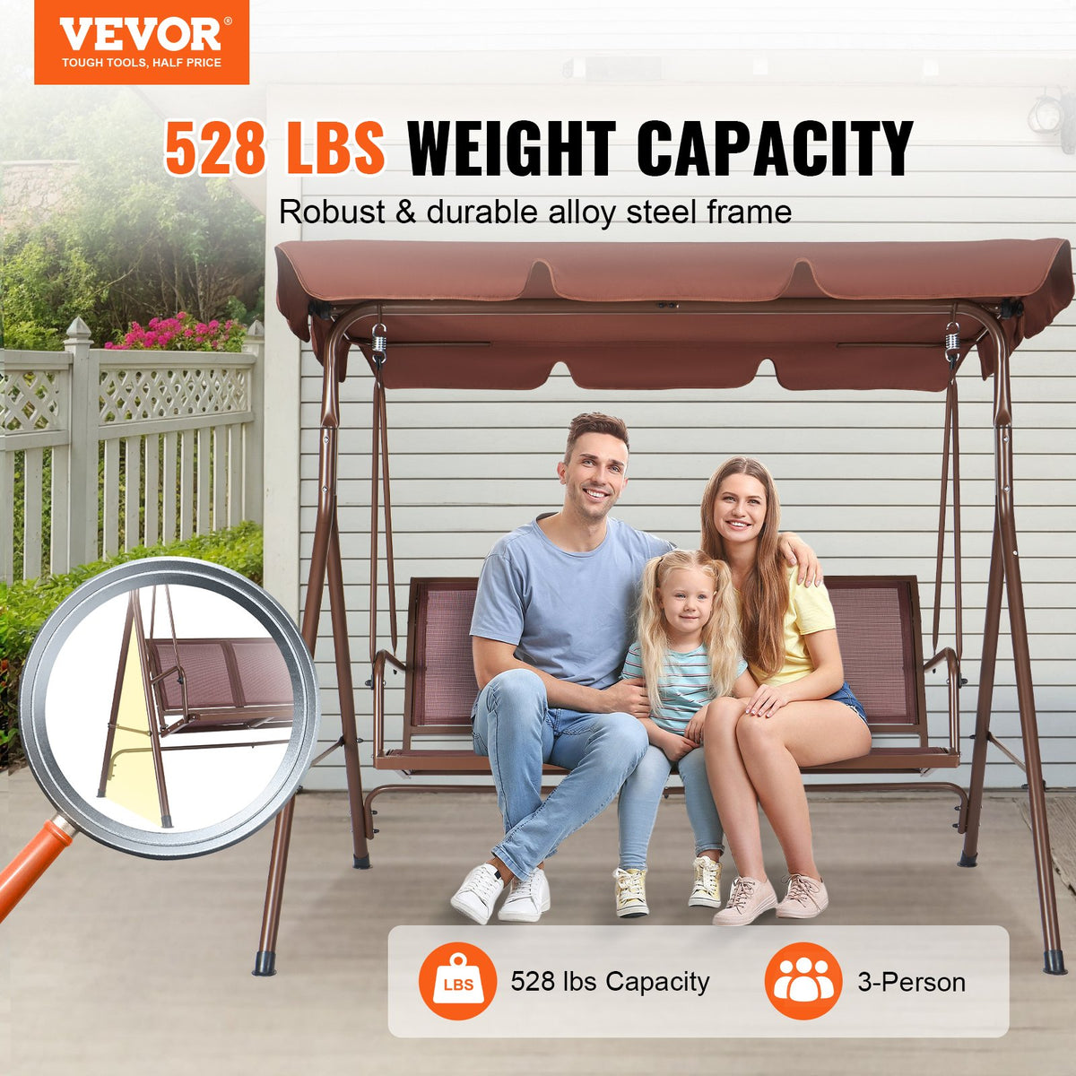 VEVOR 3-Seat Patio Swing Chair