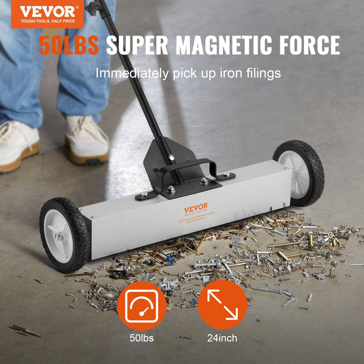 VEVOR 22.7 kg Rolling Magnetic Sweeper with Wheels