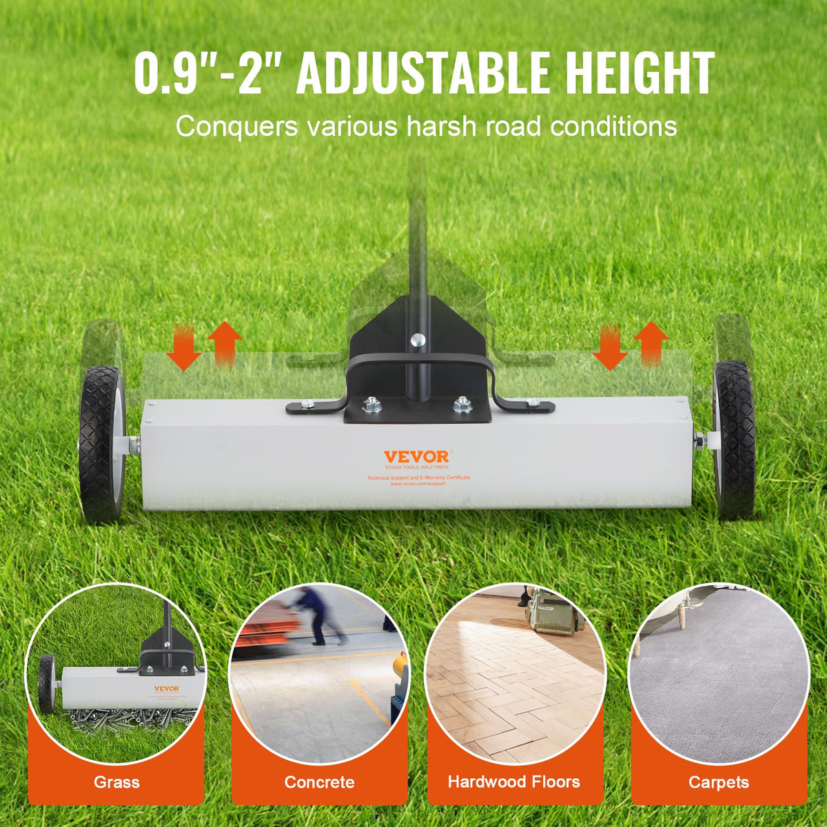 VEVOR 22.7 kg Rolling Magnetic Sweeper with Wheels
