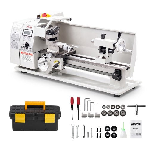 VEVOR Metal Lathe 220 x 402 mm 650W Benchtop Lathe Machine Variable Speed, 2500 RPM Max Speed with Metal Gear, Reversible Direction, 14 Metric 10 Imperial Threads, for Precision Metalworking Turning